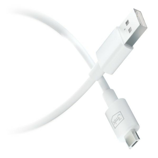 Kabel 3MK Hyper USB-A / microUSB 1.2m 5V 2.4A Biały/White