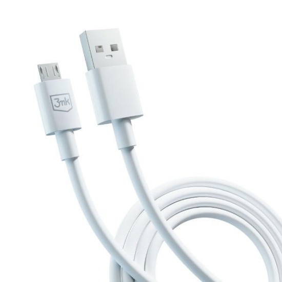 Kabel 3MK Hyper USB-A / microUSB 1.2m 5V 2.4A Biały/White