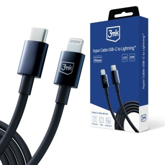 Kabel 3MK Hyper USB-C / Lightning 20W 1.2m Czarny/Black