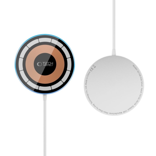 Ładowarka bezprzewodowa Tech-Protect QI15W-A30 Magnetic Magsafe Wireless Charger Silver