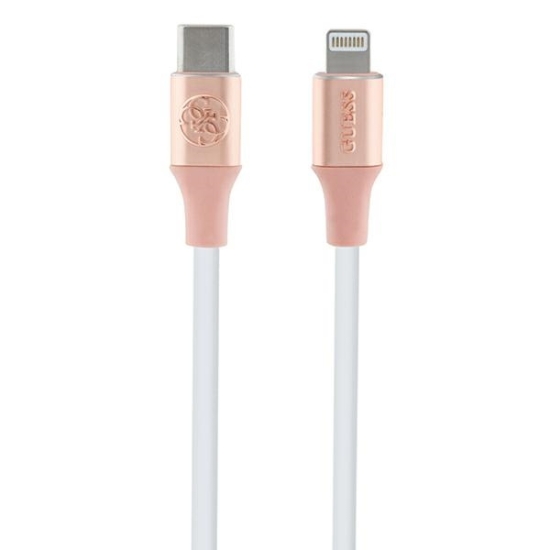 Kabel Guess GUCLLALRGDP USB-C / Lightning 1.5m Fast Charging Ebossed Logo różowy/pink