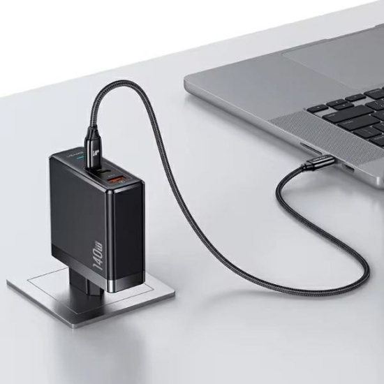Ładowarka sieciowa USAMS US-CC168 USB-A, 2xUSB-C T52 PD 140W Fast Charging + kabel USB-C / USB-C 240W czarny/black