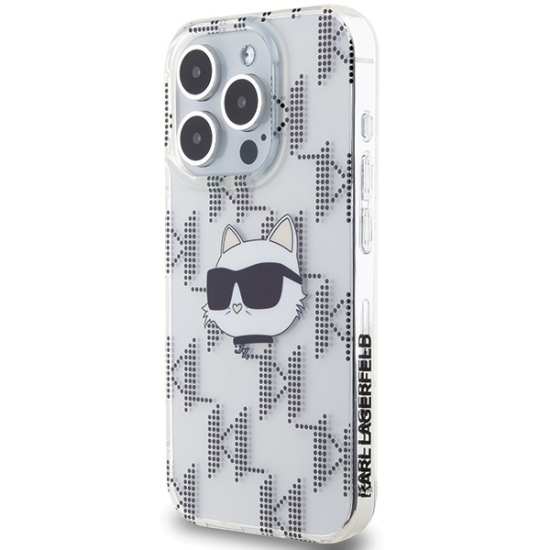 Etui Karl Lagerfeld KLHCP15XHKLPCHT Apple iPhone 15 Pro Max hardcase IML Choupette Head & Monogram transparent