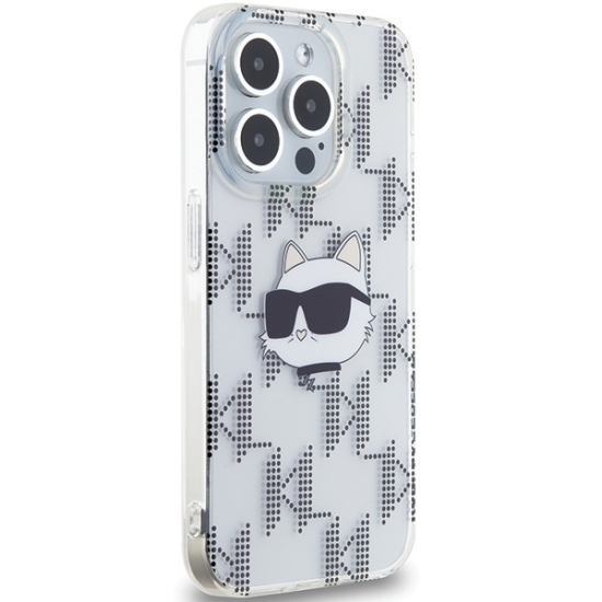 Etui Karl Lagerfeld KLHCP15XHKLPCHT Apple iPhone 15 Pro Max hardcase IML Choupette Head & Monogram transparent
