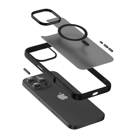 Etui Crong Hybrid Frost MAG Cover MagSafe Apple iPhone 16 Pro Max czarny