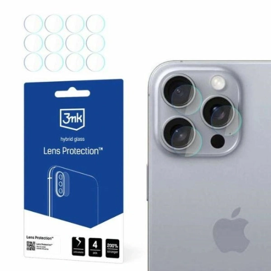 Szkło hybrydowe na obiektyw aparatu 3MK Lens Protection Apple iPhone 16 Pro Max [4 PACK]