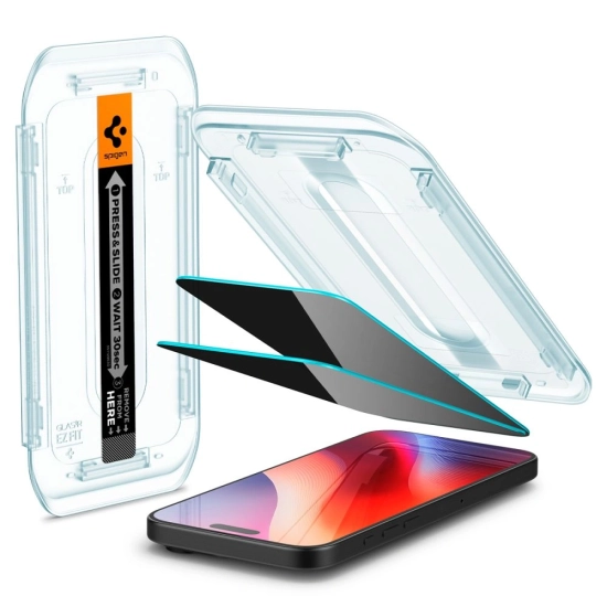 Szkło prywatyzujące Spigen GLAS.tR ez Fit Apple iPhone 16 Pro / 17 / 17 Pro Privacy [2 PACK]