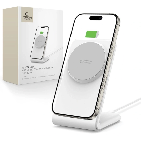 Ładowarka bezprzewodowa Tech-Protect QI15W-A38 Magnetic MagSafe Wireless Charger White
