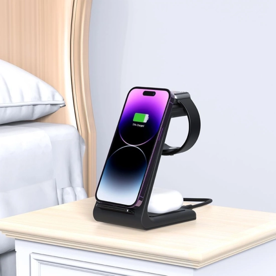 Ładowarka bezprzewodowa Tech-Protect QI15W-A36 3in1 Wireless Charger For Apple Black