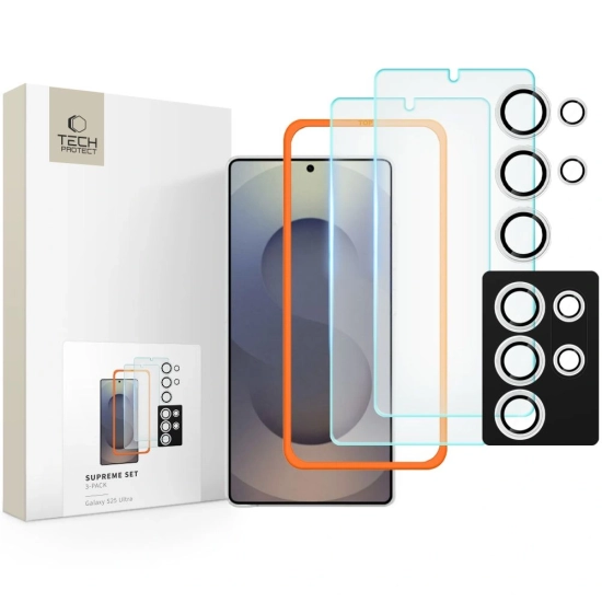 Szkło hartowane Tech-Protect Supreme Set Samsung Galaxy S25 Ultra Clear [3 PACK]