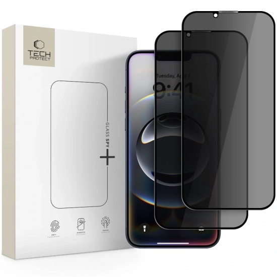 Szkło prywatyzujące Tech-Protect Glass Spy+ Apple iPhone 16e / 14 / 13 / 13 Pro Privacy [2 PACK]
