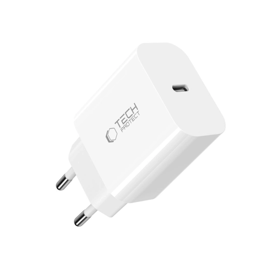 Ładowarka sieciowa Tech-Protect NC20W 1-port USB-C Network Charger PD20W + USB-C / USB-C Cable White
