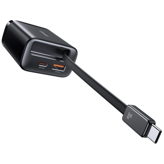 Ładowarka sieciowa USAMS Xiang Series CC296 30W USB-A, USB-C + kabel USB-C czarny