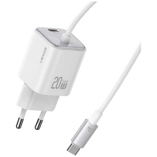 Ładowarka sieciowa USAMS JC Series CC261 20W GaN Mini Fast Charger 2xUSB-C biały