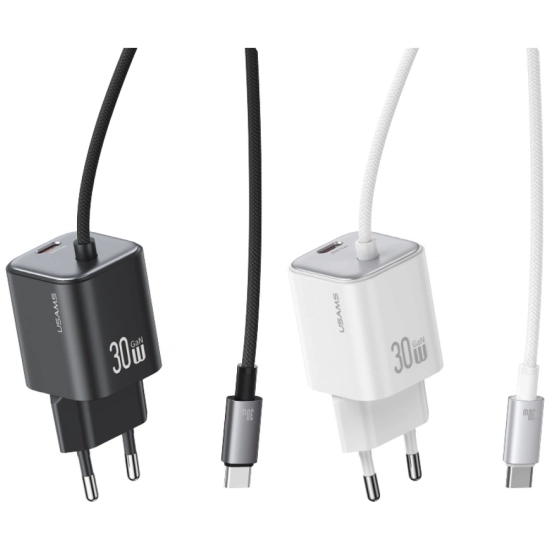 Ładowarka sieciowa USAMS JC Series CC264 30W GaN Mini Fast Charge 2xUSB-C biały