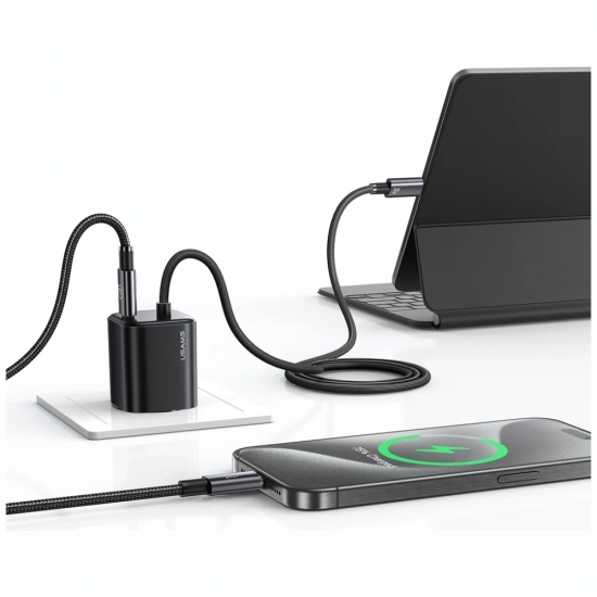 Ładowarka sieciowa USAMS JC Series CC264 30W GaN Mini Fast Charge 2xUSB-C biały