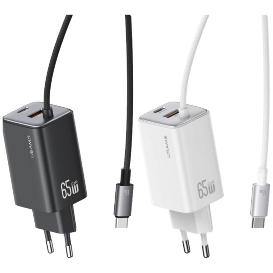 Ładowarka sieciowa USAMS JC Series CC266 65W GaN Fast Charger USB-A, 2xUSB-C biały