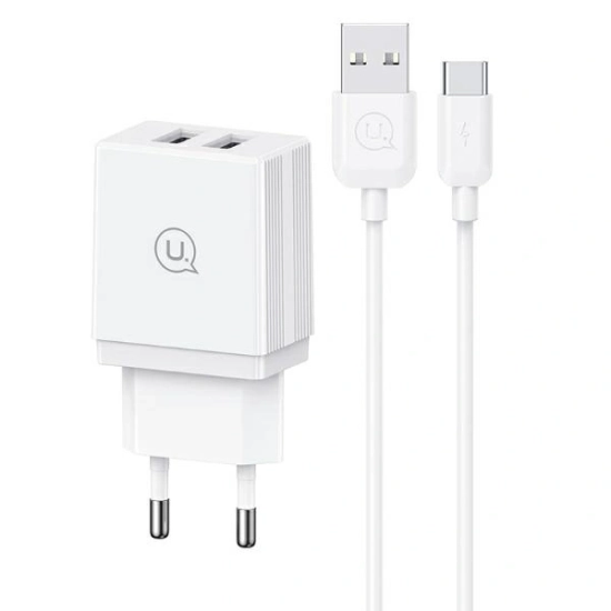 Ładowarka Sieciowa USAMS 2xUSB-A + kabel USB-C/USB-A Fast Charging biała HC HCXLTZ03