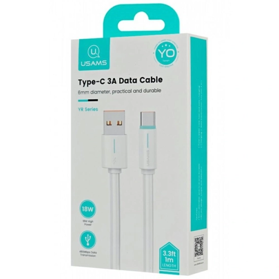 Kabel USB-A / USB-C USAMS YU Series US-SJ732 3A 1m biały