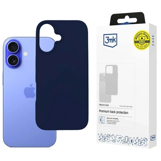Etui 3MK Silicone Case do Apple iPhone 16 granatowy