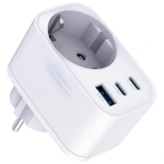 Adapter sieciowy 3MK Hyper Comfort Charger 30W AC, USB-A, 2xUSB-C PD QC3.0 biały