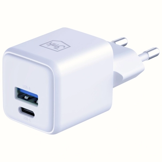 Ładowarka sieciowa 3MK Hyper GaN Charger 20W USB-A, USB-C PD QC4+ biały