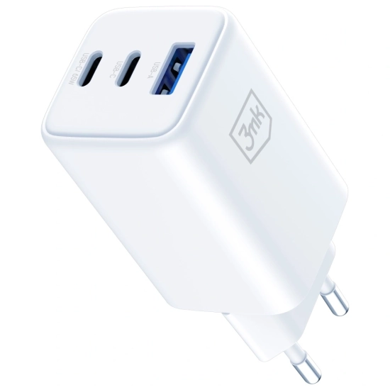 Ładowarka sieciowa 3MK Hyper GaN Charger 65W USB-A, 2xUSB-C PD QC4+ biały