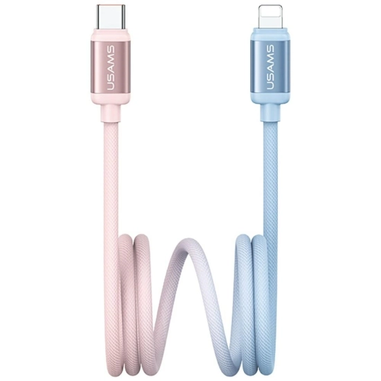 Kabel USB-C / Lightning USAMS Bicolor Series SJ757 PD 30W 1.2m niebiesko różowy