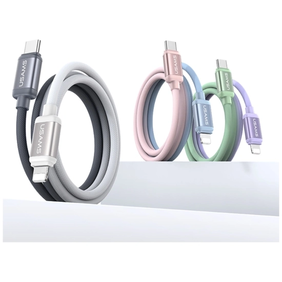Kabel USB-C / Lightning USAMS Bicolor Series SJ757 PD 30W 1.2m niebiesko różowy