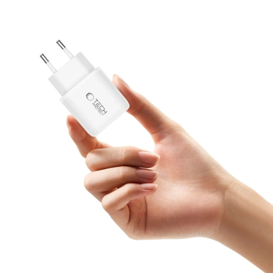 Ładowarka sieciowa Tech-Protect NCA30 USB-A, USB-C Network Charger PD 30W / QC3.0 + Lightning Cable White