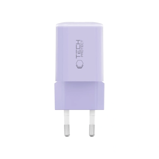 Ładowarka sieciowa Tech-Protect NCM33 USB-A, USB-C Network Charger PD 33W / QC3.0 Baby Purple