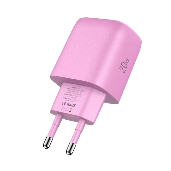 Ładowarka sieciowa Tech-Protect NCA20 USB-A, USB-C Network Charger PD 20W / QC3.0 Baby Pink