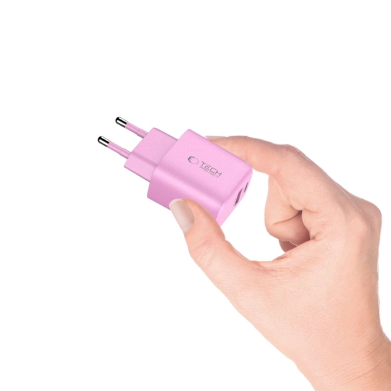 Ładowarka sieciowa Tech-Protect NCA30 USB-A, USB-C Network Charger PD 30W / QC3.0 Baby Pink
