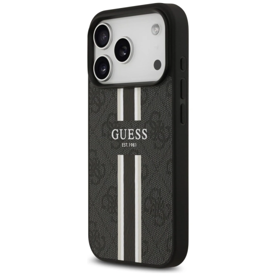 Etui Guess 4G Printed Stripes MagSafe do Apple iPhone 17 Pro czarny