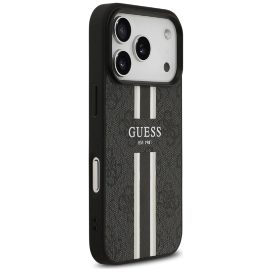 Etui Guess 4G Printed Stripes MagSafe do Apple iPhone 17 Pro czarny