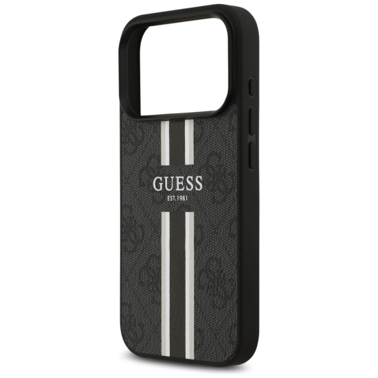 Etui Guess 4G Printed Stripes MagSafe do Apple iPhone 17 Pro czarny