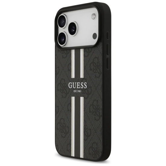 Etui Guess 4G Printed Stripes MagSafe do Apple iPhone 17 Pro Max czarny