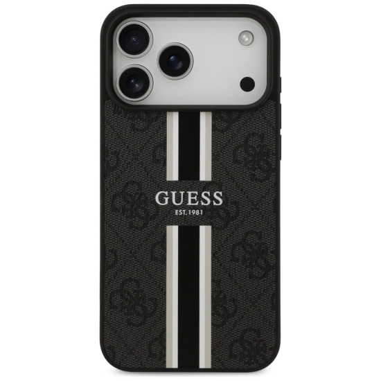 Etui Guess 4G Printed Stripes MagSafe do Apple iPhone 17 Pro Max czarny