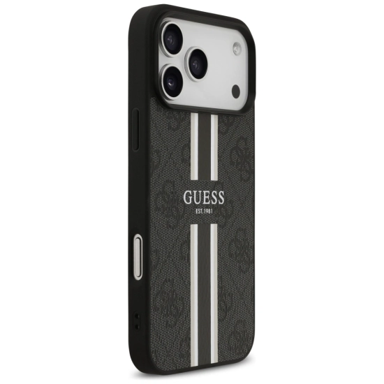 Etui Guess 4G Printed Stripes MagSafe do Apple iPhone 17 Pro Max czarny