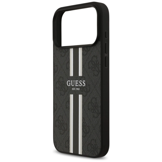 Etui Guess 4G Printed Stripes MagSafe do Apple iPhone 17 Pro Max czarny