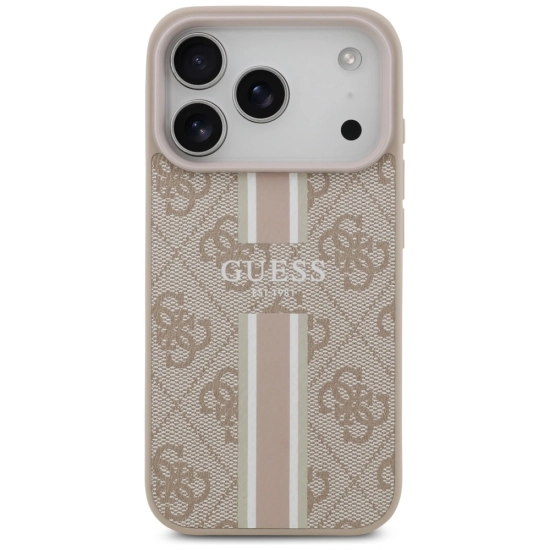 Etui Guess 4G Printed Stripes MagSafe do Apple iPhone 17 Pro różowy