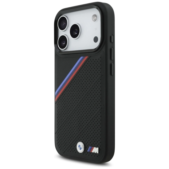 Etui BMW M Tricolor Metal Logo MagSafe do Apple iPhone 17 Pro czarny