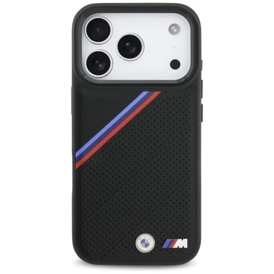 Etui BMW M Tricolor Metal Logo MagSafe do Apple iPhone 17 Pro czarny