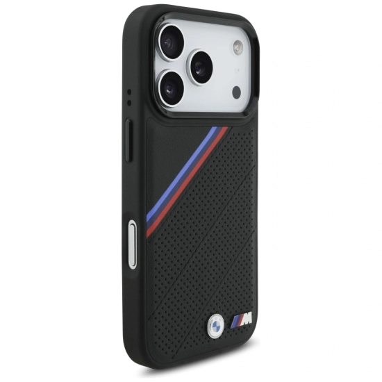 Etui BMW M Tricolor Metal Logo MagSafe do Apple iPhone 17 Pro czarny