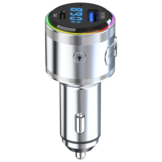 Ładowarka samochodowa 3MK Hyper Car Power Transmitter 48W QC PD PPS USB-C / USB-A z transmiterem audio srebrny