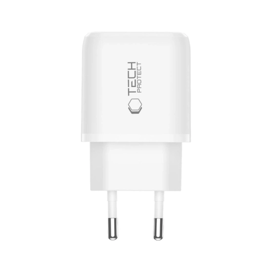 Ładowarka sieciowa Tech-Protect NNC45W-GAN USB-A, USB-C Network Charger PD 45W / QC3.0 + USB-C / Lightning Cable White