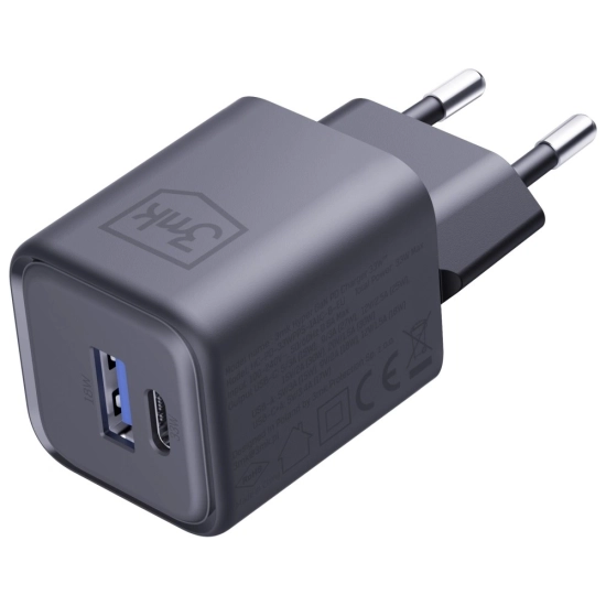 Ładowarka sieciowa 3MK Hyper Charger PD 33W GaN QC4+ PPS AFC FCP SCP USB-A + USB-C czarny
