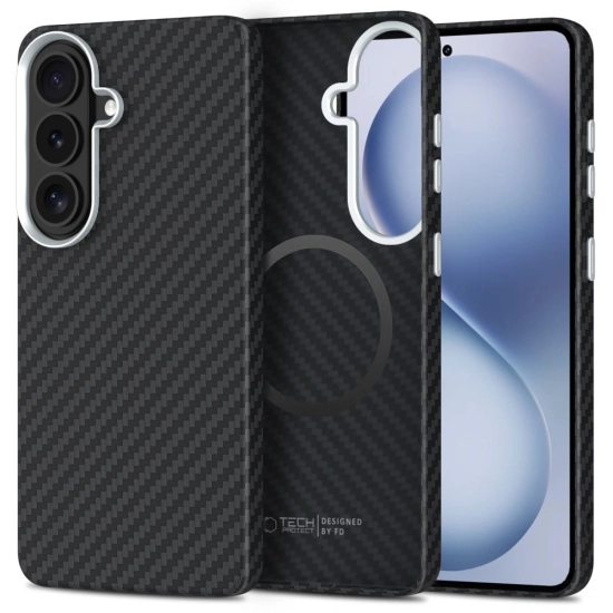 Etui Tech-Protect Ion Carbon MagSafe do Samsung Galaxy S26 Black/silver