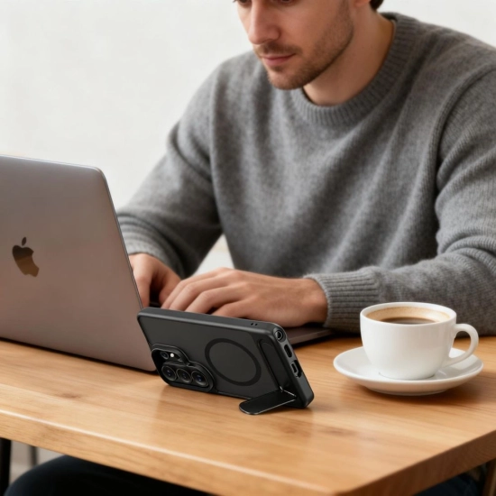 Etui Tech-Protect MagRack MagSafe do Samsung Galaxy S26 Ultra Matte Black