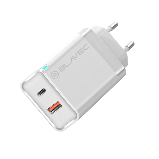 Blavec Ładowarka sieciowa BC-5 GaN - USB + Typ C - PD QC 45W 3A (TCBC5G-UCW453A) biała